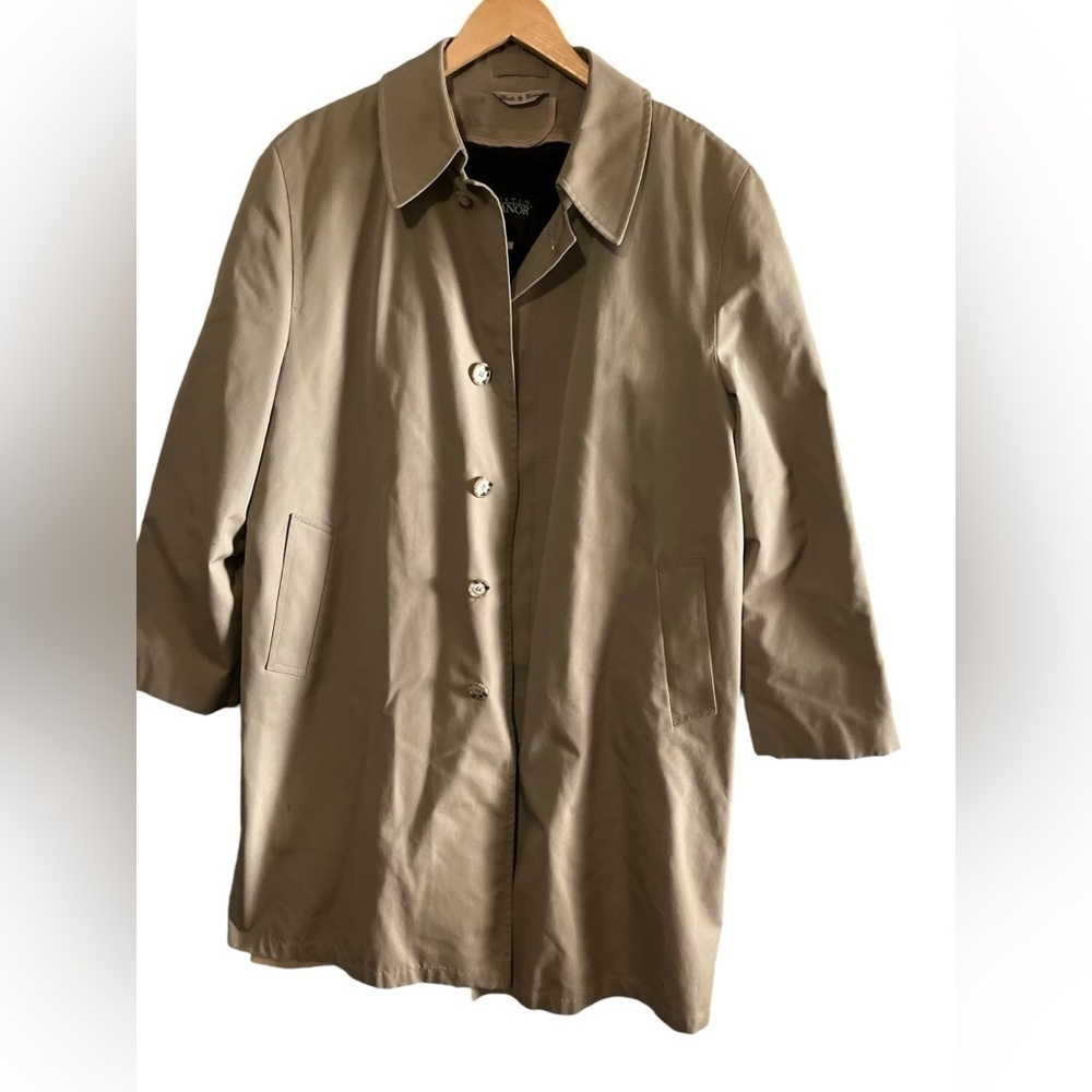 Austin Manor Mens Heavy Trench Coat 44L Tortoise Button/Belted, Faux Fur Lined